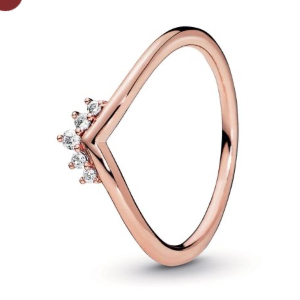Pandora Rose Gold V-Ring with Sparkling Stones